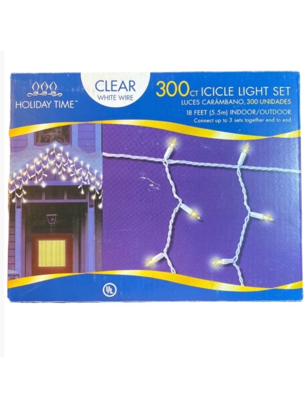 Holiday Time 300 Count 19’ Clear Icicle Light Set
